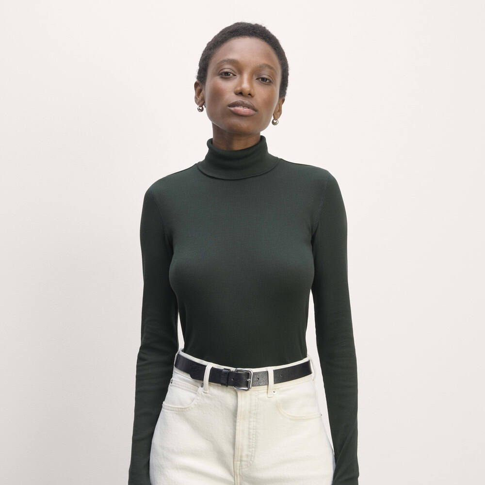 Everlane Women's Luxe Rib Turtleneck Sweater in Scarab, Size Small